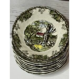 Johnson Brother Friendly Village Stone Wall Set of 8 Fruit Berry Dessert Bowl 6"